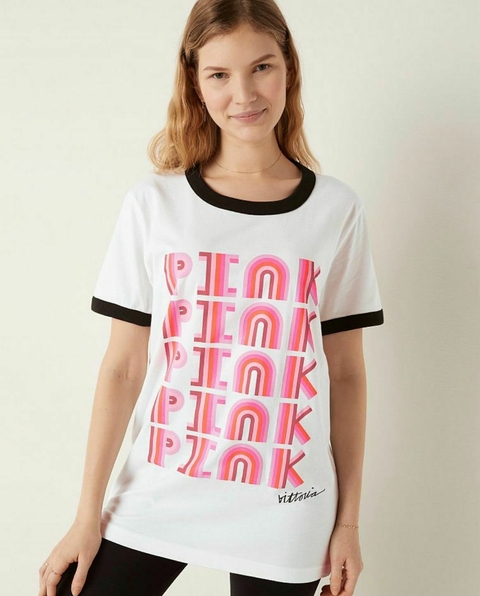 Remera PINK Blanca y Rosa