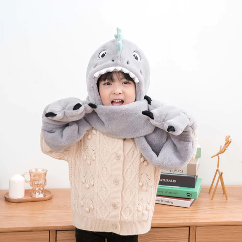 GORROS DE DINOSAURIO 3 EN 1! CON BUFANDA Y GUANTES - comprar online