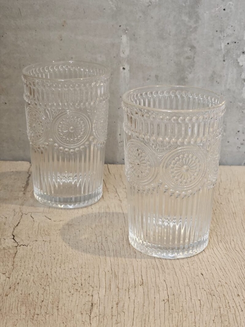 VASOS DE VIDRIO LABRADOS X 6 UNIDADES