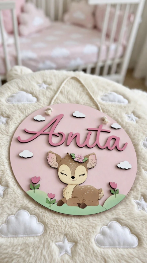 Cartel Bienvenida/Nacimiento 30cm - Letrero Nombre Puerta