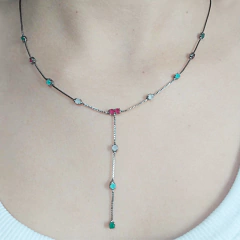 GARGANTILHA MIMO ZIRCÔNIAS COLORIDAS SEMIJOIA
