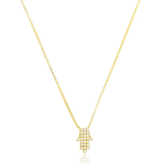 GARGANTILHA HAMSA MICRO ZIRCÔNIAS SEMIJOIA