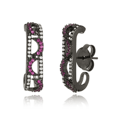 BRINCO EAR HOOK LUAS PINK RÓDIO NEGRO