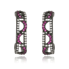 BRINCO EAR HOOK LUAS PINK RÓDIO NEGRO