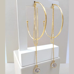 BRINCO ARGOLA CORRENTE PINGENTE ZIRCÔNIA OURO SEMIJOIA