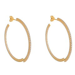 BRINCO ARGOLA ZIRCÔNIAS BANHADA A OURO SEMIJOIA