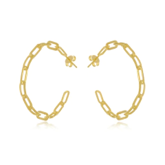 BRINCO ARGOLA CORRENTE BANHO OURO SEMIJOIA