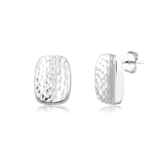 BRINCO RETANGULAR TEXTURIZADO FOLHEADO A PRATA 925