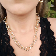 GARGANTILHA CORRENTE ELOS BANHO OURO SEMIJOIA