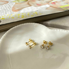DUPLA DE BRINCOS GOTINHA ZIRCÔNIA BANHO OURO SEMIJOIA - comprar online