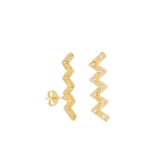 BRINCO  EAR CUFF ZIG ZAG BANHO OURO SEMIJOIA