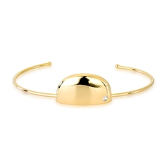 Bracelete Semicírculo Liso com Zircônia Folheado a Ouro