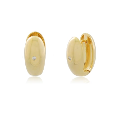 BRINCO ARGOLA CLICK OVAL COM ZIRCÔNIA FOLHEADO A OURO - comprar online