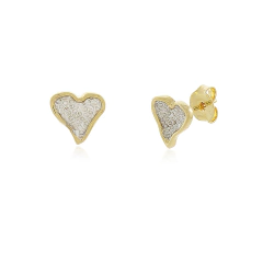 BRINCO CORAÇÃO ORGÂNICO TEXTURIZADO BANHO DUO OURO E RÓDIO - comprar online