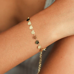 PULSEIRA CORAÇÕES  BANHO OURO SEMIJOIA