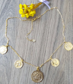 GARGANTILHA MOEDAS BANHO OURO SEMIJOIA