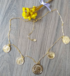 GARGANTILHA MEDALHAS BANHO OURO SEMIJOIA