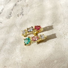 BRINCO PIERCING ENCAIXE PEDRAS COLORIDAS FOLHEADO A OURO na internet
