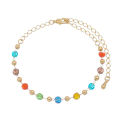 PULSEIRA CRISTAIS COLORS BANHO OURO SEMIJOIA