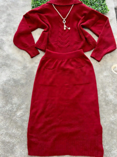 A-Lows M&Z conjunto de saia mousse com bolso blusa gola - loja online