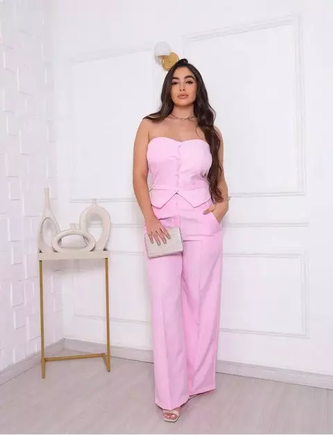 CONJUNTO CALÇA PANTALONA E BLUSA TOMARA QUE CAIA -CONJUNTO CASUAL