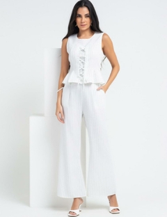A-Lows Conjunto Listrado F Blusa Regata E Calça Fler