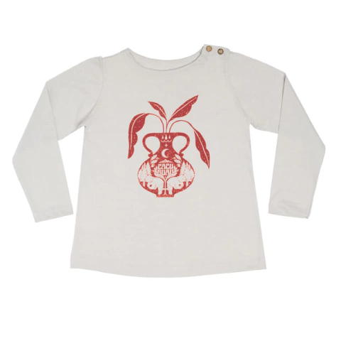 REMERA PLANTA JARRON GRIS PERLA CON BOTONES - comprar online