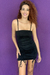 Vestido drapeado preto estilo moda gringa