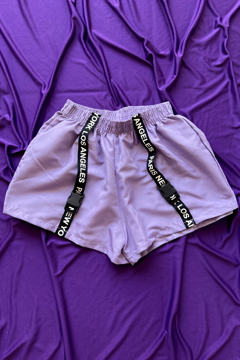 Short fivela roxo estilo tumblr moda gringa