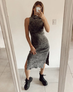 vestido stone con tajo - comprar online