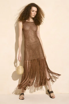 Crochet Vestido Corto Con Flecos Largos pre order