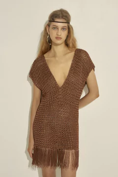 Vestido Crochet Escote En V Pre Order - Solangem