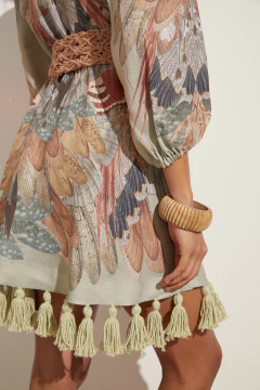 Uquia Vestido Corto Con Borlas - tienda online