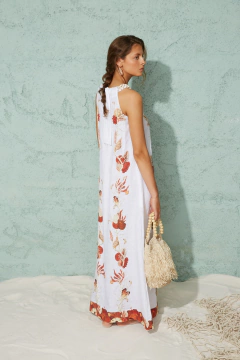 Aguay Vestido Largo Con Cuello Mao - comprar online