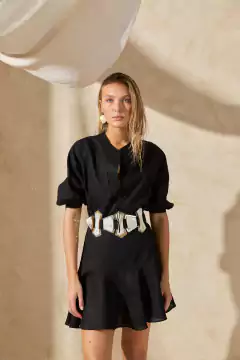 Vestido Corto Con Cinturón de Asta - Pre Order
