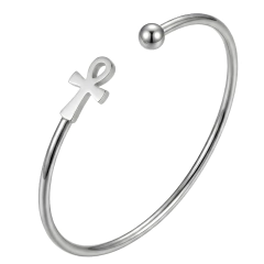 Pulseira Feminina Cruz Crucifixo Ankh Símbolo Egípcio Aço