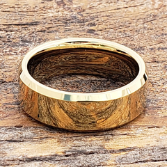 Par de Alianças 8mm Chanfrado Tungstênio Banhado a Ouro - euroimportados
