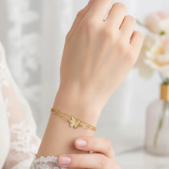Pulseira Feminina Dupla Borboleta Marlowe Banhado A Ouro 18k - comprar online