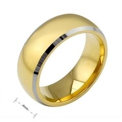 Par de Alianças em Tungstênio 8mm Folheada a Ouro Borda Prateada - comprar online