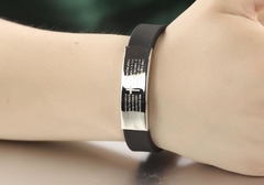 Pulseira Em Silicone E Aço Inox Com Oração Pai Nosso Gravado a Laser ( cod. BS-016 ) - comprar online