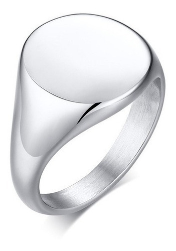 Anel Feminino Aço Placa Lisa Redonda Gravável Personalizar