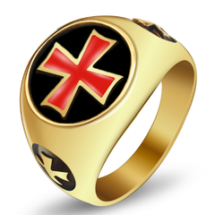 Anel Masculino Cruz De Malta Banhado A Ouro 18k