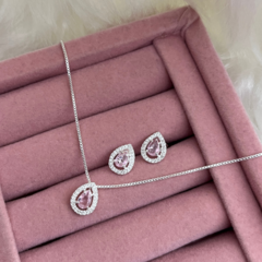 Conjunto Cassie Gota Rosa Claro Prata 925 - comprar online