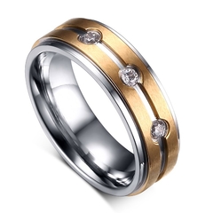 Par de Aliança com brilhante 6mm Banhado a Ouro 18K e Prata  ( CR-026 ) - loja online