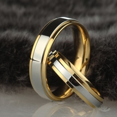 Aliança Anel Masculino  De Compromisso Banhado a Ouro 18k na internet