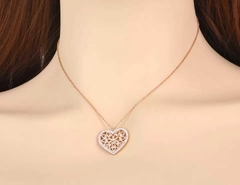 Colar Feminino Banho Ouro Rosê Pingente Coração Diamante Cz na internet