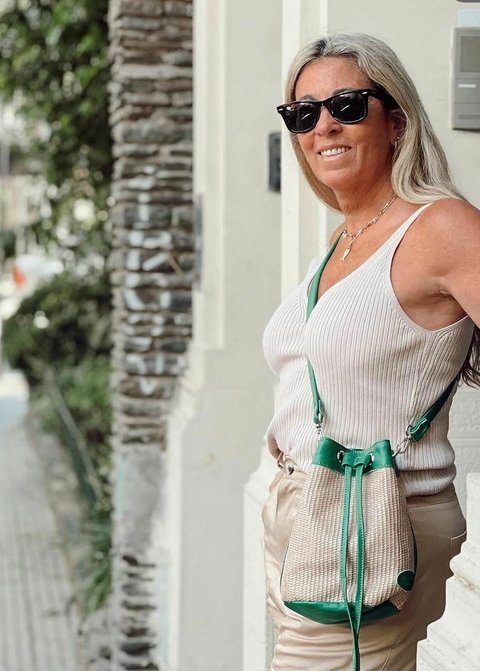 Bolsito de Rafia SOFY combinado con cuero