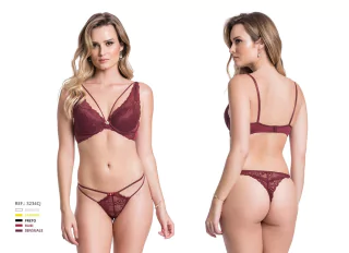Conjunto com Renda, Microfibra E Straps - (Sensuale) Very Chic - 3234