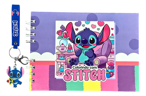 Livro De Colorir Stitch Com 50 Folhas A5 Capa Dura Estilo Bobbie Goods + Chaveiro Brinde