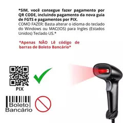Leitor de Código de Barras com Fio 1D, 2D, Qr Code Portátil USB Inclui Suporte